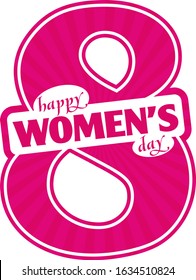 Happy women's day. Decoration card with holiday lettering. Mother's day flyer. Holiday card. 8 march international woman day.