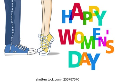 Happy Women's Day Design Element, Women's Day background with kiss concept - vector eps10