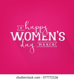 Happy Women's Day Design Element for Greeting Cards on Pink Background. Vector Illustrations.