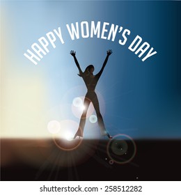 Happy Women's Day Earth and Sky design EPS 10 vector royalty free stock illustration for greeting card, ad, promotion, poster, flier, blog, article, social media, marketing