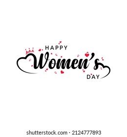 Happy Women's Day Elegant Typographical Design Elements isolated on white background. International women's day. March 8. Minimalistic design for international women's day concept. Vector illustration