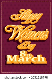 Happy Women's Day elegence greeting for 8th March celebration. Vector illustration