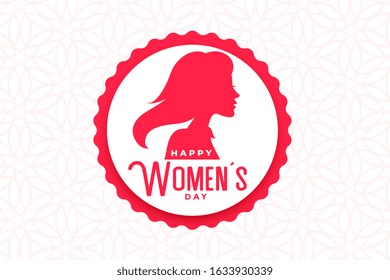 happy womens day event label with face