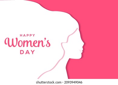 happy women's day flat style card. vector design. women silhouette