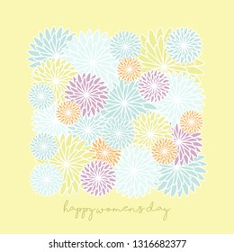 Happy Women's Day. Floral composition. Mother`s day greeting card. Colorful spring blossom illustration background. Seasonal holiday. Vector graphic. Postcard and wedding invitation design template.