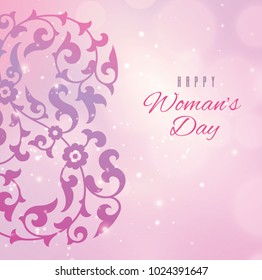 Happy Womens Day Floral Greeting Card Design. International Female Holiday Illustration with Floral 8 digit. 
