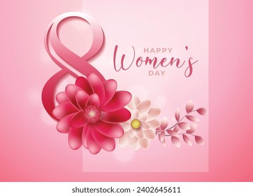 Happy women's day flower decorative greetings social media post card design