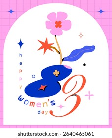 Happy womens day. Womens and flower illustration