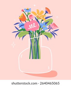 Happy womens day. Womens and flower illustration