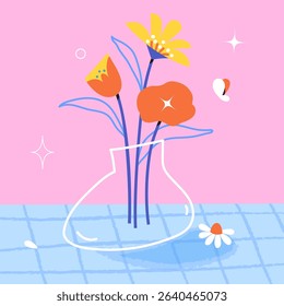 Happy womens day. Womens and flower illustration