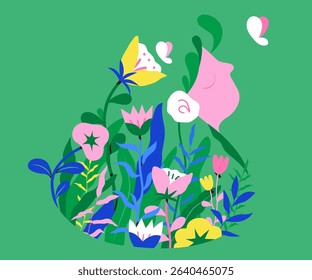 Happy womens day. Womens and flower illustration