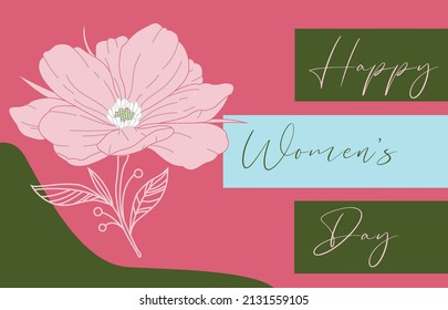 Happy Women's Day With Flower Simple Banner Design