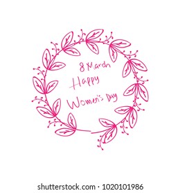 Happy Women's Day with flowers hand draw