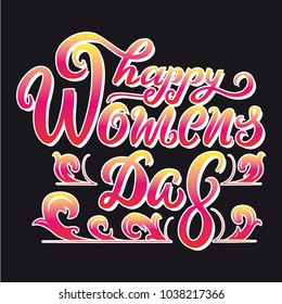 happy womens day gradient vector lettering illustration on a black background