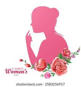 Happy womens day greeting background with decorative floral design