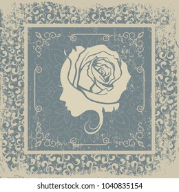 Happy Women's Day Greeting Card with Female Face.Vector