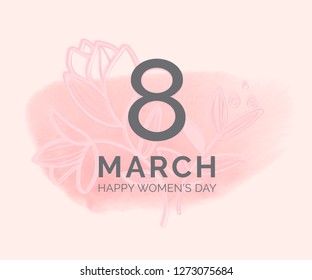 Happy women's day greeting card. Postcard on March 8 , sale and web banners flyers templates 