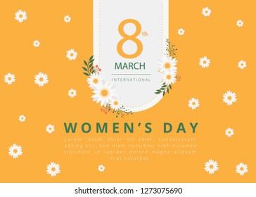 Happy women's day greeting card. Postcard on March 8 , sale and web banners flyers templates 