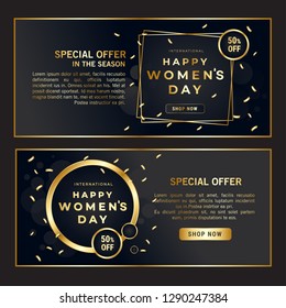 Happy women's day greeting card. Postcard on March 8 . It may be used for background, poster, advertising, sale, postcard, e-card. Vector illustration - Vector