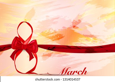 Happy women's day greeting card. Banner for the International Women's Day. Postcard on March 8.