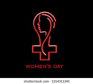 Happy Women's Day greeting card design. Hand Drawn Sketch Vector illustration.