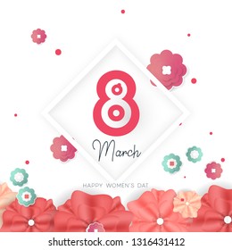 Happy women's day Greeting card. 8 March, Vector illustration