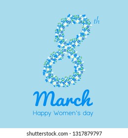 Happy women's day greeting card on 8 March.