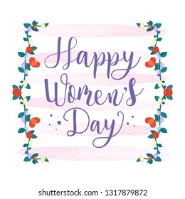 Happy women's day greeting card on 8 March.
