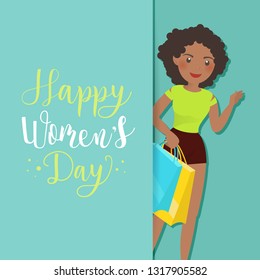 Happy women's day greeting card on 8 March.