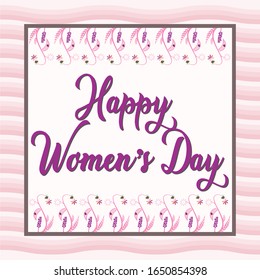 Happy women's day greeting card. Postcard on March 8. 