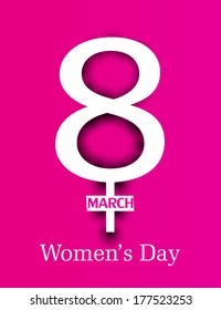 Happy Women's Day greeting card on pink color background