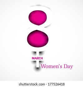 Happy Women's Day greeting card on pink color background