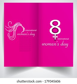 Happy Women's Day greeting card on pink color background 