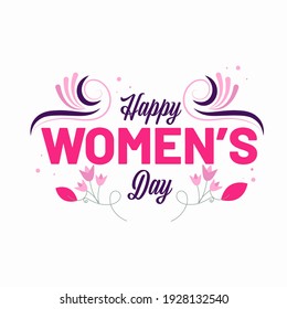 Happy Womens Day Greeting Card With Beautiful Text 8 March And Floral Design.