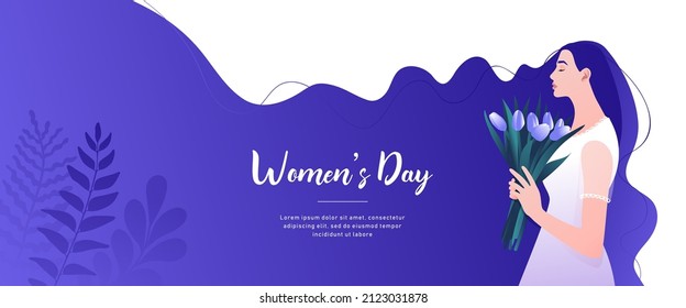 Happy women's day greeting card. Postcard on March 8. 