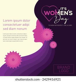 Happy women's day greeting card. Postcard on March 8. its women's day, digital post, illustration, social media post, poster