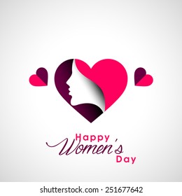 Happy Women's Day greeting card with beautiful designing elements.