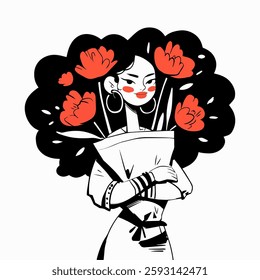 Happy Women's Day. Greeting card. Vector illustration.