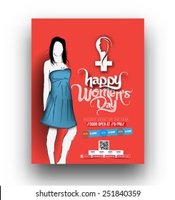 Happy Women's Day Greeting Cards, Flyer Design. Vector Illustrations 