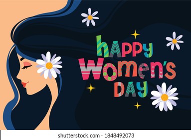 Happy women's day greeting vector illustration