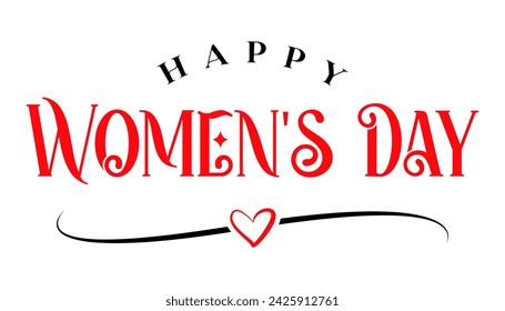 Happy Women's day hand drawn lettering vector illustration.