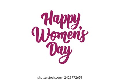 Happy Women's Day hand drawn lettering isolated on white background, Happy Women's Day Typography Design. Minimalistic design for international women's day concept.