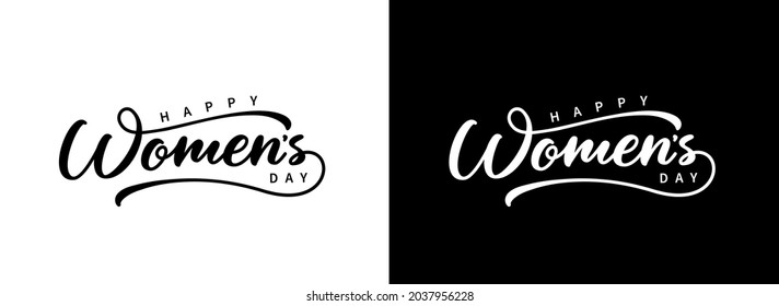 Happy Women's Day handwritten holiday lettering. Vector typography design for banner, poster, card, flyer and package.