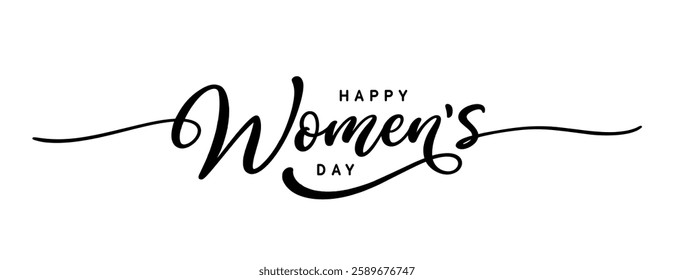 Happy Women's Day handwritten lettering design. Holiday calligraphy text for postcard, poster, banner design element. Happy Women's Day handwritten lettering.