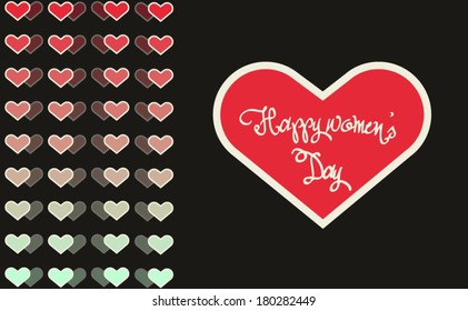 Happy womens day heart with patterns