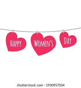 Happy Women's Day with hearts