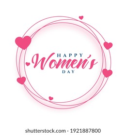 happy women's day hearts frame greeting card design