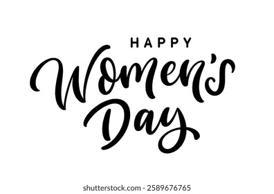 Happy Women's Day. Holiday hand drawn lettering for use in banner, poster, invitation, card design. Happy Women's Day calligraphy composition text.