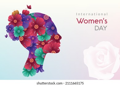 Happy Women's Day holiday illustration. Flowers with butterflies