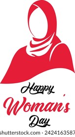 Happy Women's Day holiday illustration Muslim girl face with hijab 